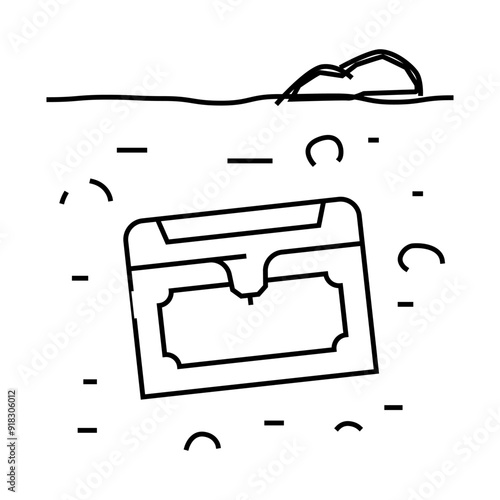 buried treasure line icon vector. buried treasure sign. isolated contour symbol black illustration