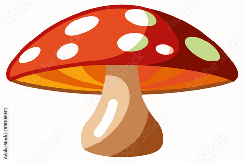 Red and White Spotted Mushroom with Orange Stripes