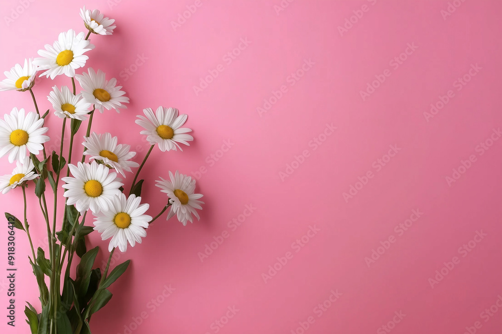 Fototapeta premium daisies on a pink background