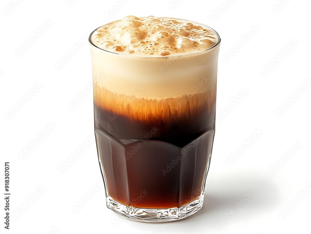 Iced Coffee with Milk and Foam in Glass - Photo Iced Coffee with Milk and Foam in Glass - Photo
