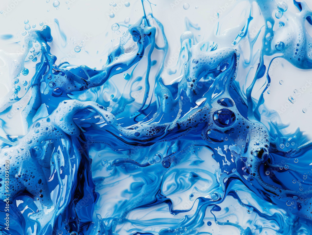 Abstract Blue Liquid with Bubbles and Swirls Abstract Blue Liquid with Bubbles and Swirls