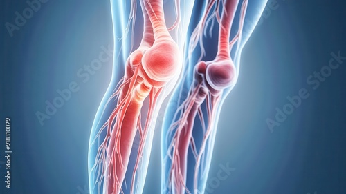 Graphic showing swollen legs with varicose veins, a common symptom of peripheral artery disease, highlighting the impact on circulation