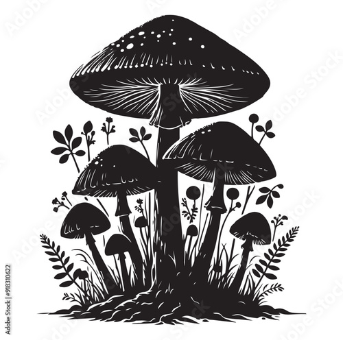 Mushroom icon silhouettes vector.