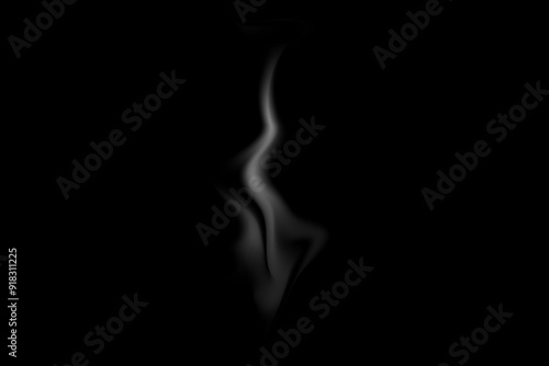Simple smoke, hot smoke, coffee cup, food steam or vapor clouds, realistic smoke, hot dish or mug haze design elements on black background.