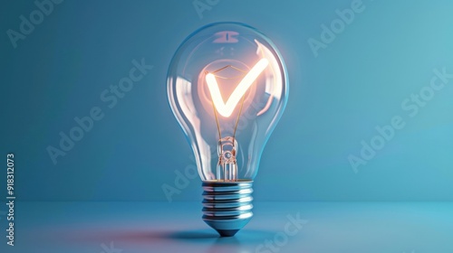 A light bulb with a checkmark inside, symbolizing a good idea.
