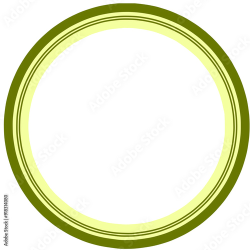green yellow round circle frame isolated on transparent background, png. Frame with copy space for text, photo, image, picture.
