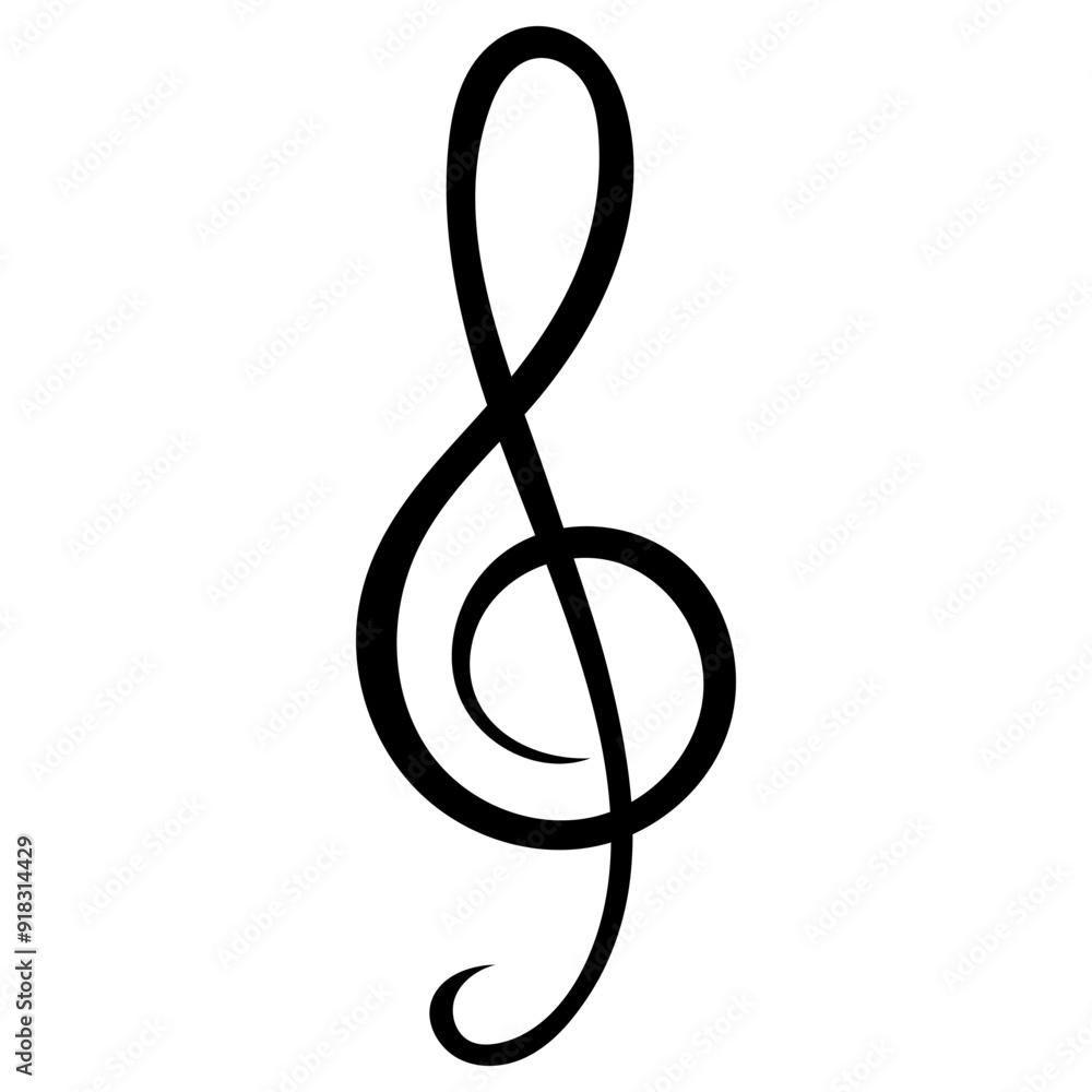 Music note treble clef, key, isolated vector illustration. Music note treble clef, key, isolated vector illustration.