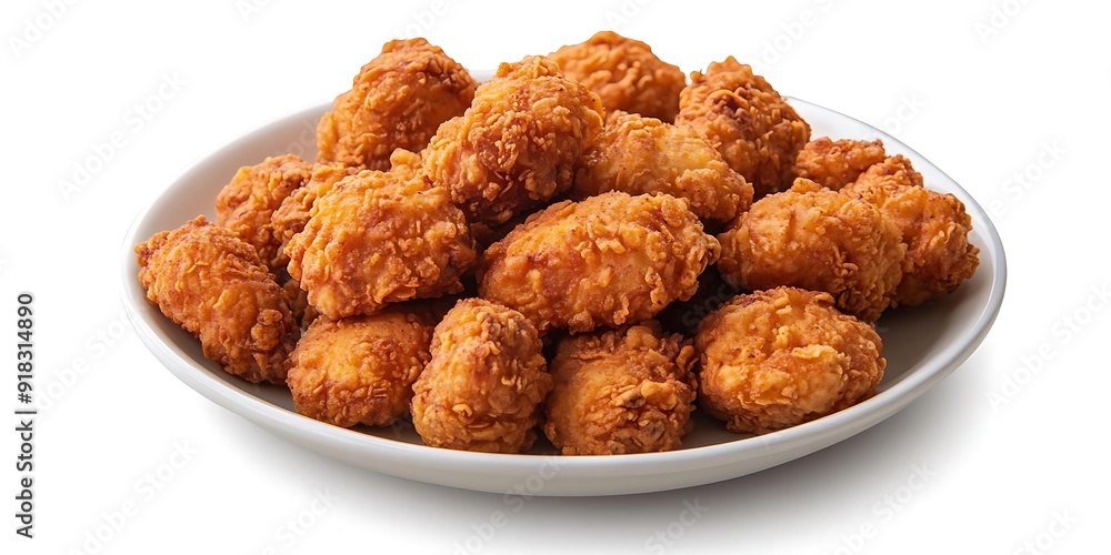 Crispy Fried Chicken Nuggets in White Plate - Photo Crispy Fried Chicken Nuggets in White Plate - Photo