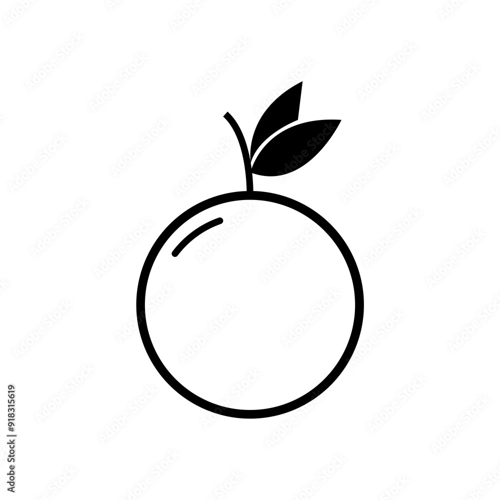 Orange fruit line icon. Black and white vector illustration isolated on white background Orange fruit line icon. Black and white vector illustration isolated on white background
