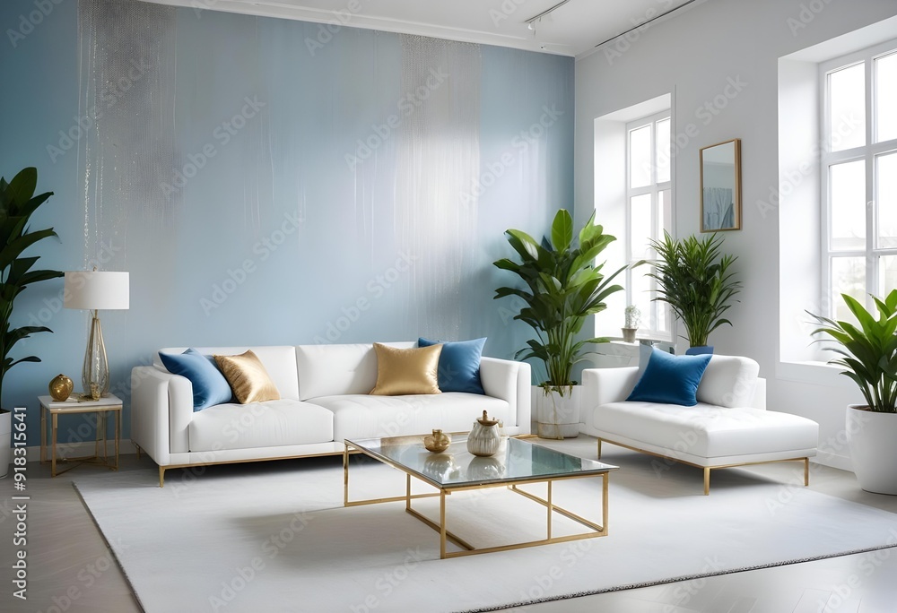 silver glitter effect wall in a modern living room White and gold theme interior modern minimalism photo realism neww Style 3d Paints Doodle Illustration Deep View High Results silver glitter effect wall in a modern living room White and gold theme interior modern minimalism photo realism neww Style 3d Paints Doodle Illustration Deep View High Results
