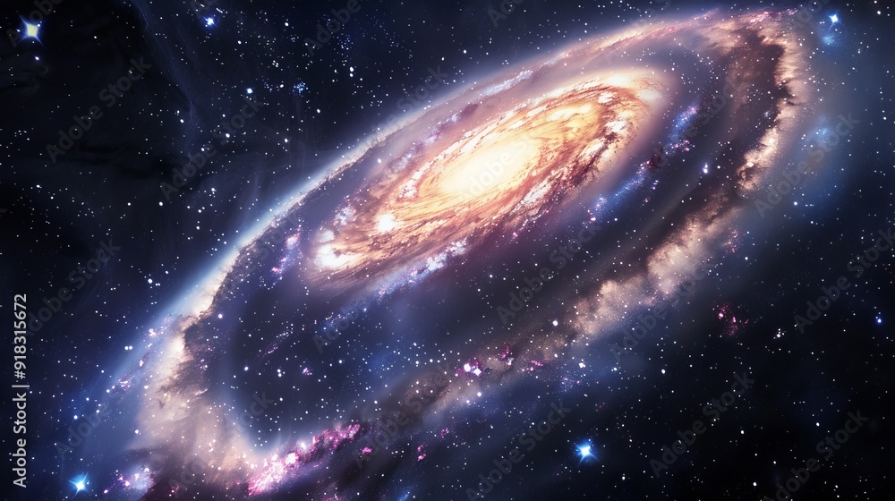 Distant galaxy with swirling stars and cosmic dust Distant galaxy with swirling stars and cosmic dust