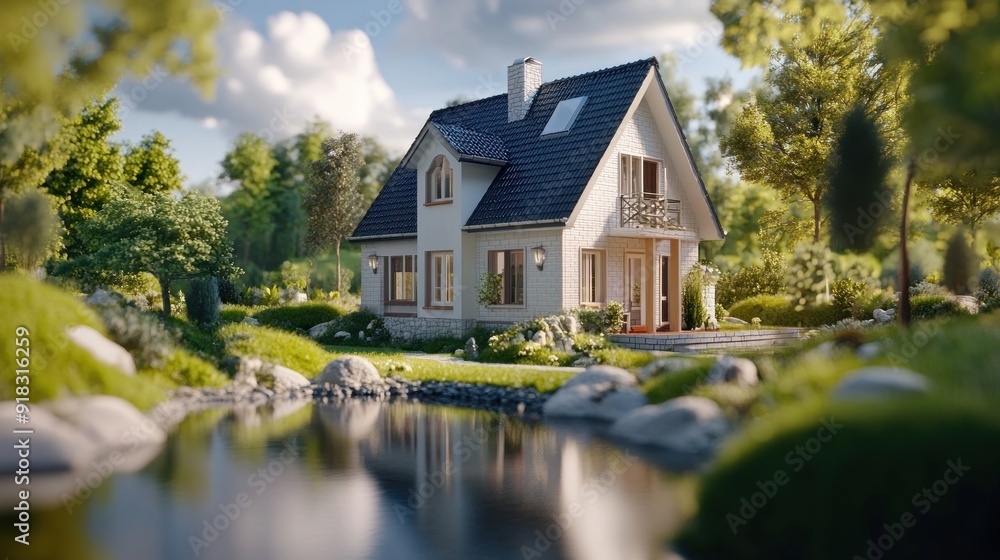 Real estate broker agent and house model Real estate broker agent and house model