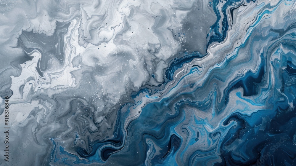 Canvas background showcasing a silver and blue marble gradient with a delicate wash of fluid ink. Canvas background showcasing a silver and blue marble gradient with a delicate wash of fluid ink.