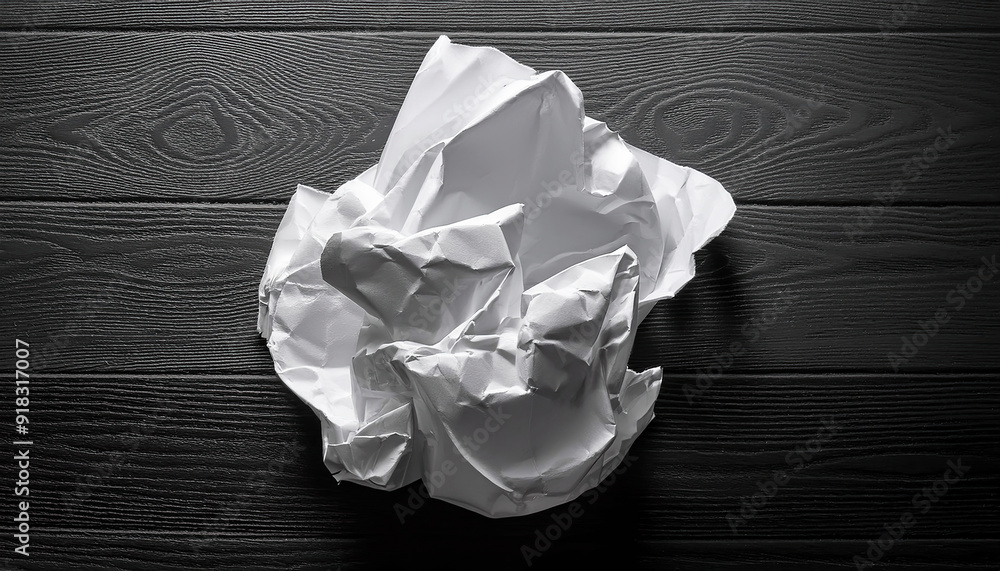 Crumpled paper ball on wood background Crumpled paper ball on wood background