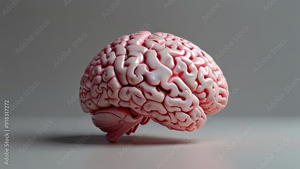 pink brain with a white background pink brain with a white background