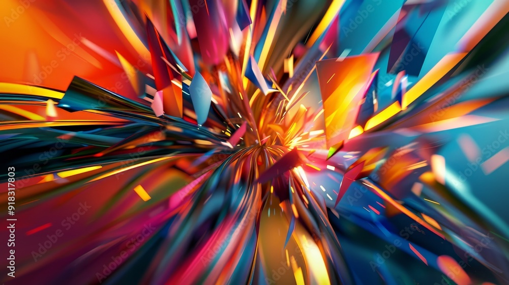 Fototapeta premium Colorful abstract patterns swirling together in a burst of energy