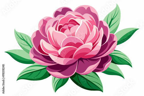 Pink Flower with Green Leaves