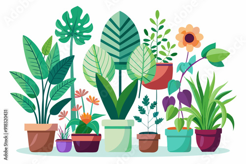 Collection of Potted Plants in a Variety of Shapes and Sizes