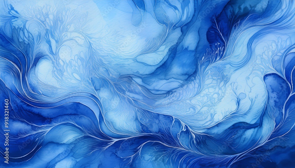 Abstract blue watercolor texture with fluid patterns Abstract blue watercolor texture with fluid patterns