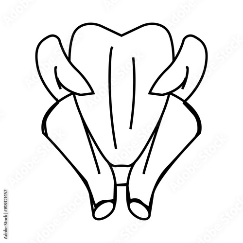 broiler chicken carcass line icon vector. broiler chicken carcass sign. isolated contour symbol black illustration