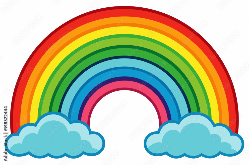 Colorful Rainbow Arc with Clouds at the Ends Colorful Rainbow Arc with Clouds at the Ends