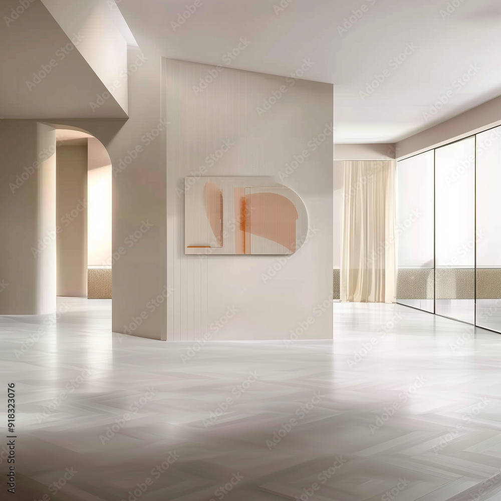 there is a large room with a large painting on the wall there is a large room with a large painting on the wall