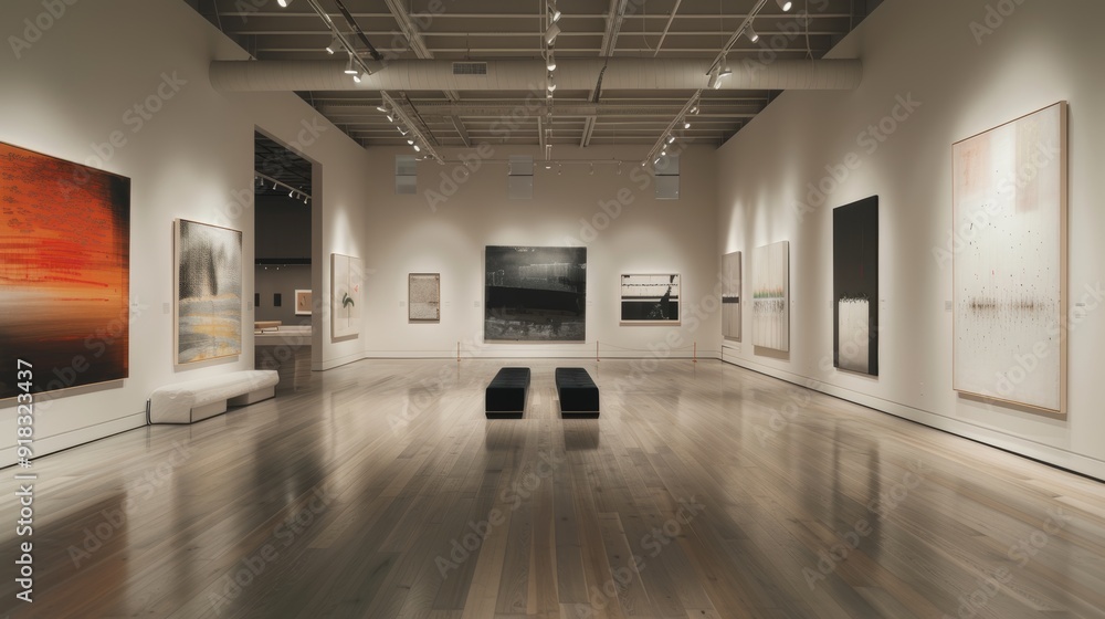 Modern art installation in a contemporary gallery Modern art installation in a contemporary gallery