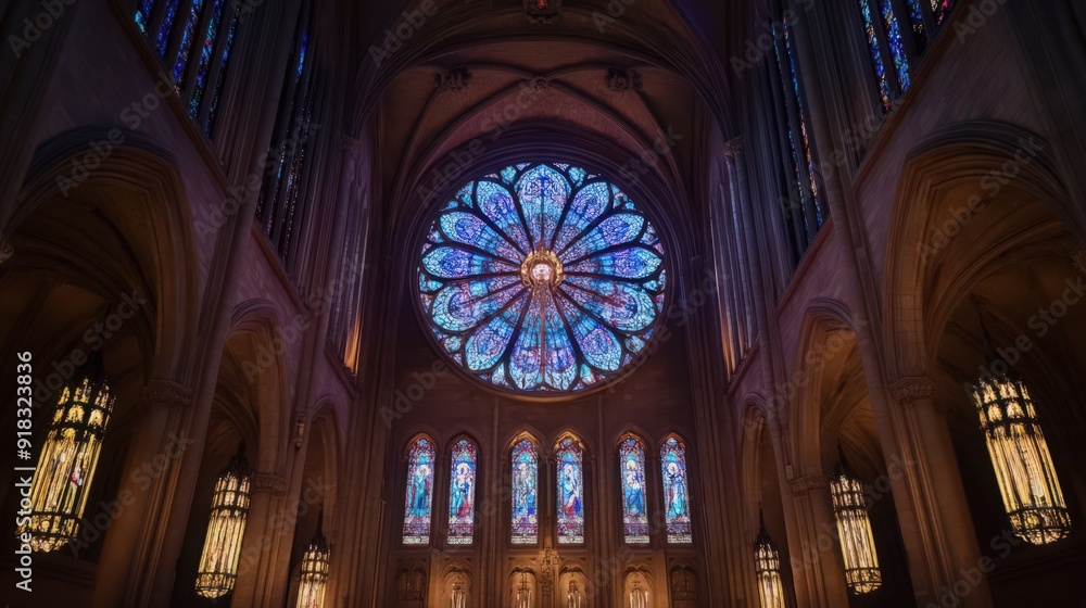 beautifully designed rose window, with its intricate patterns and vibrant colors, serving as a centerpiece of the church beautifully designed rose window, with its intricate patterns and vibrant colors, serving as a centerpiece of the church