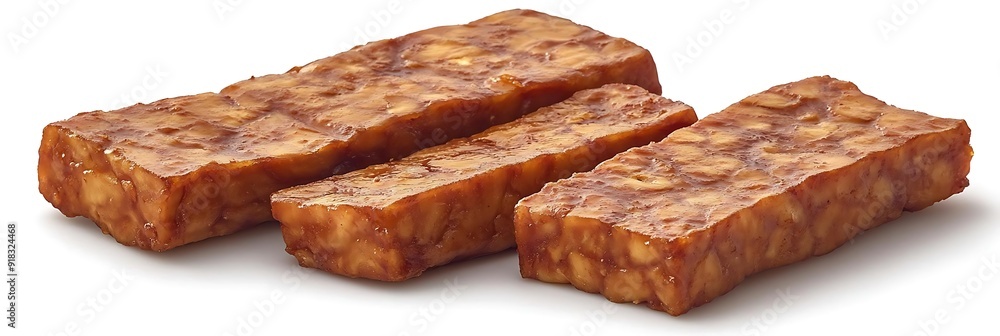 Three Pieces of Tempeh - Realistic Image Three Pieces of Tempeh - Realistic Image