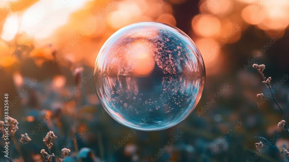 A Captivating Bubble Surrounded by Nature's Beauty at Dusk A Captivating Bubble Surrounded by Nature's Beauty at Dusk