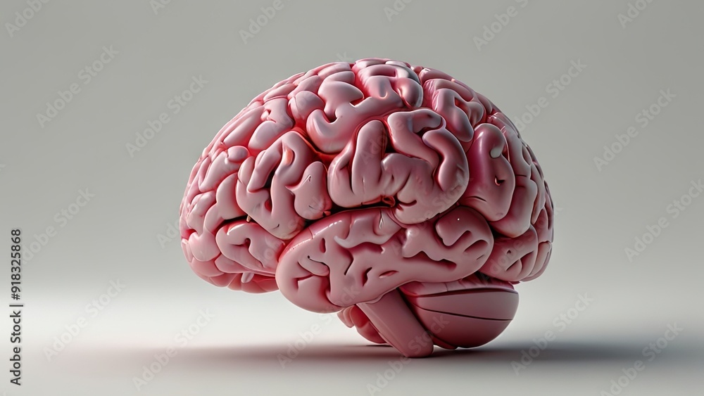 pink brain with a white background pink brain with a white background