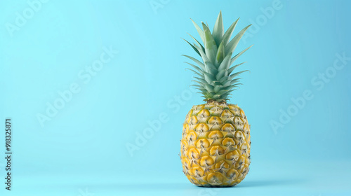 there is a pineapple sitting on a blue surface with a blue background