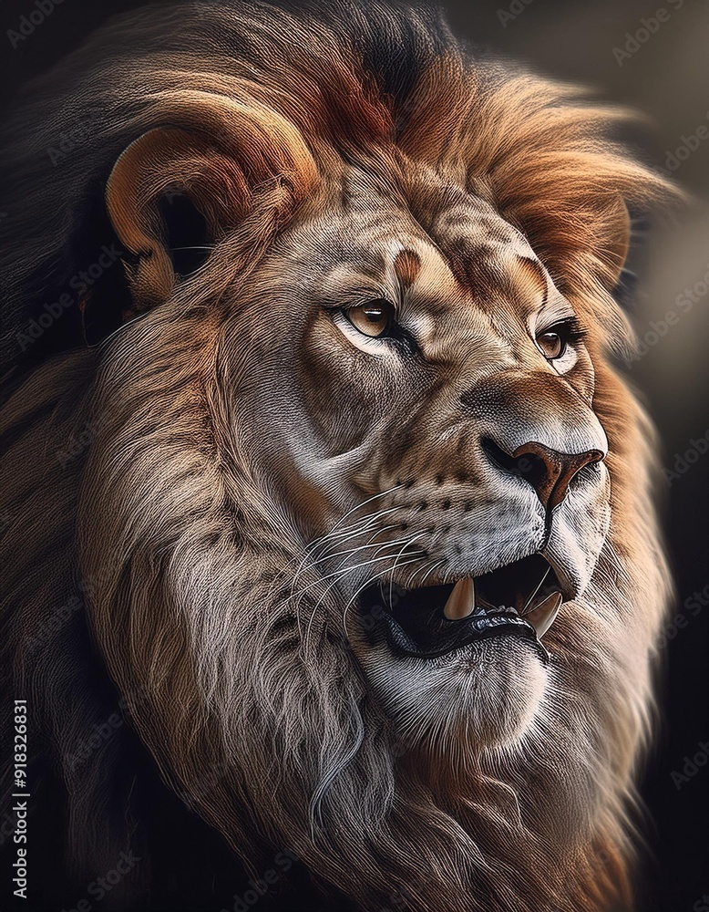 Naklejka premium Portrait of a lion 