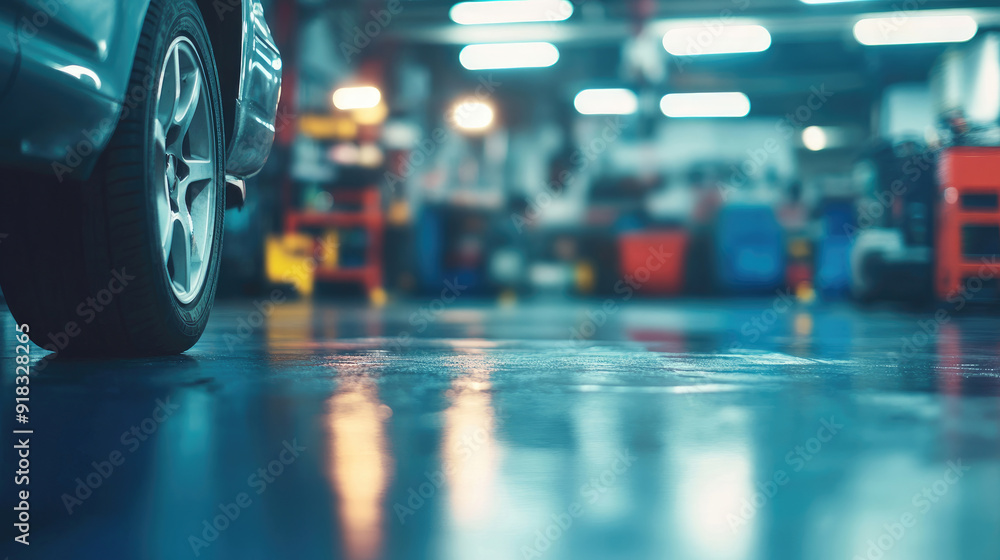 custom made wallpaper toronto digitalOut-of-Focus Auto Repair Shop with Soft Light Effects