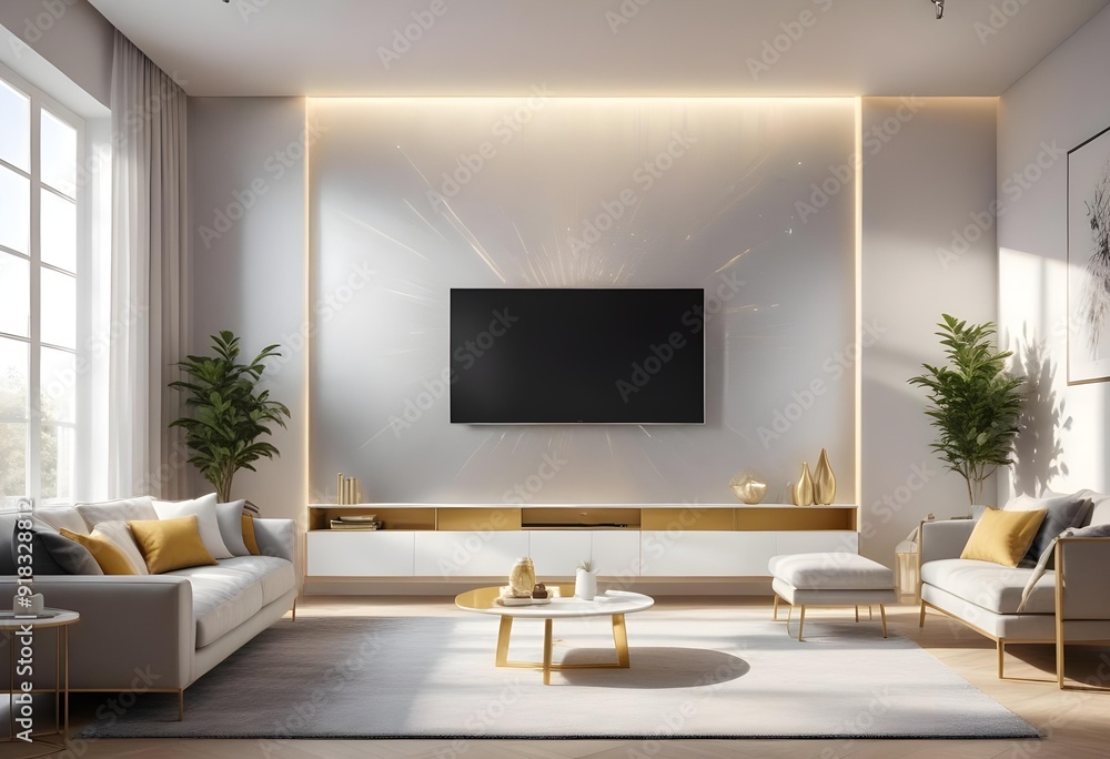 silver glitter effect wall in a modern living room White and gold theme interior modern minimalism photo realism neww Style 3d Paints Doodle Illustration Deep View High Results silver glitter effect wall in a modern living room White and gold theme interior modern minimalism photo realism neww Style 3d Paints Doodle Illustration Deep View High Results