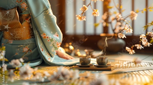 Wallpaper Mural Traditional Japanese tea ceremony with intricate details  Torontodigital.ca