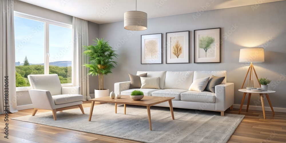 Modern Minimalist Living Room Interior Design with White Sofa and Wooden Accents, living room, interior design, contemporary, minimalist Modern Minimalist Living Room Interior Design with White Sofa and Wooden Accents, living room, interior design, contemporary, minimalist