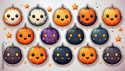  Kawaii Halloween Celestial Sticker Set- A cute set of Halloween-themed celestial stickers f_1(219) photo