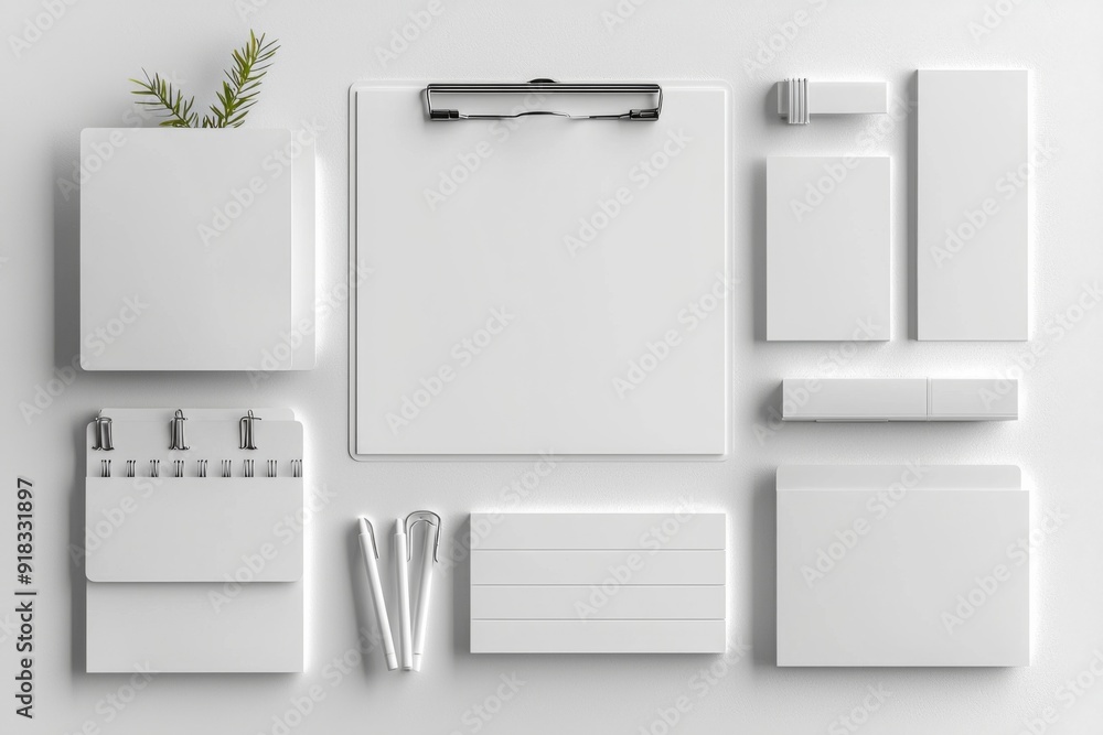 Realistic blank stationery set mockup isolated created with generative ai Realistic blank stationery set mockup isolated created with generative ai