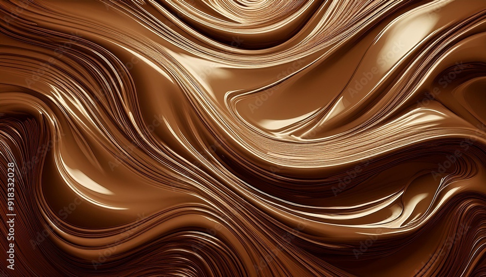 AI generated illustration of abstract full frame background of glossy brown substance with irregular wavy lines on surface AI generated illustration of abstract full frame background of glossy brown substance with irregular wavy lines on surface