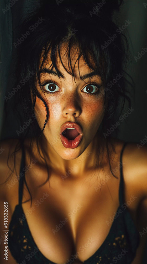 Surprised Girl with Big Eyes and Freckles, Generative AI Surprised Girl with Big Eyes and Freckles, Generative AI