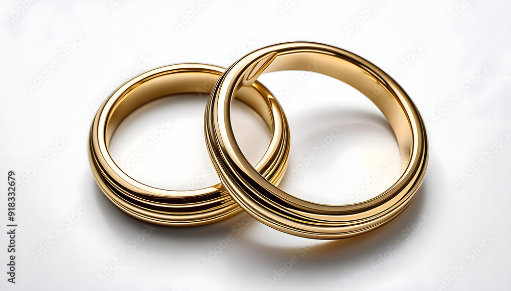 Two Golden Wedding Bands isolated on a white background Two Golden Wedding Bands isolated on a white background