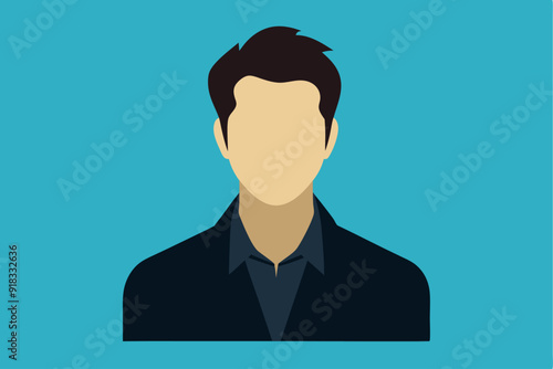 Faceless Man in a Dark Suit Against a Blue Background
