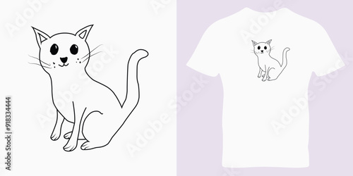 
simple line art cat t shirt design, Continuous one line drawing of cat- kitten. Cute Cat single line art vector illustration.
Cat World Domination Day. Cat icon in one line.  cat nice t-shirt.