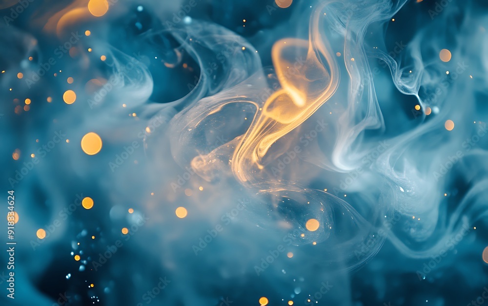 Serene Abstract Background of Swirling Ink in Water with Light Trails Serene Abstract Background of Swirling Ink in Water with Light Trails