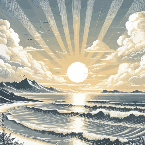 vector of sunrise design 