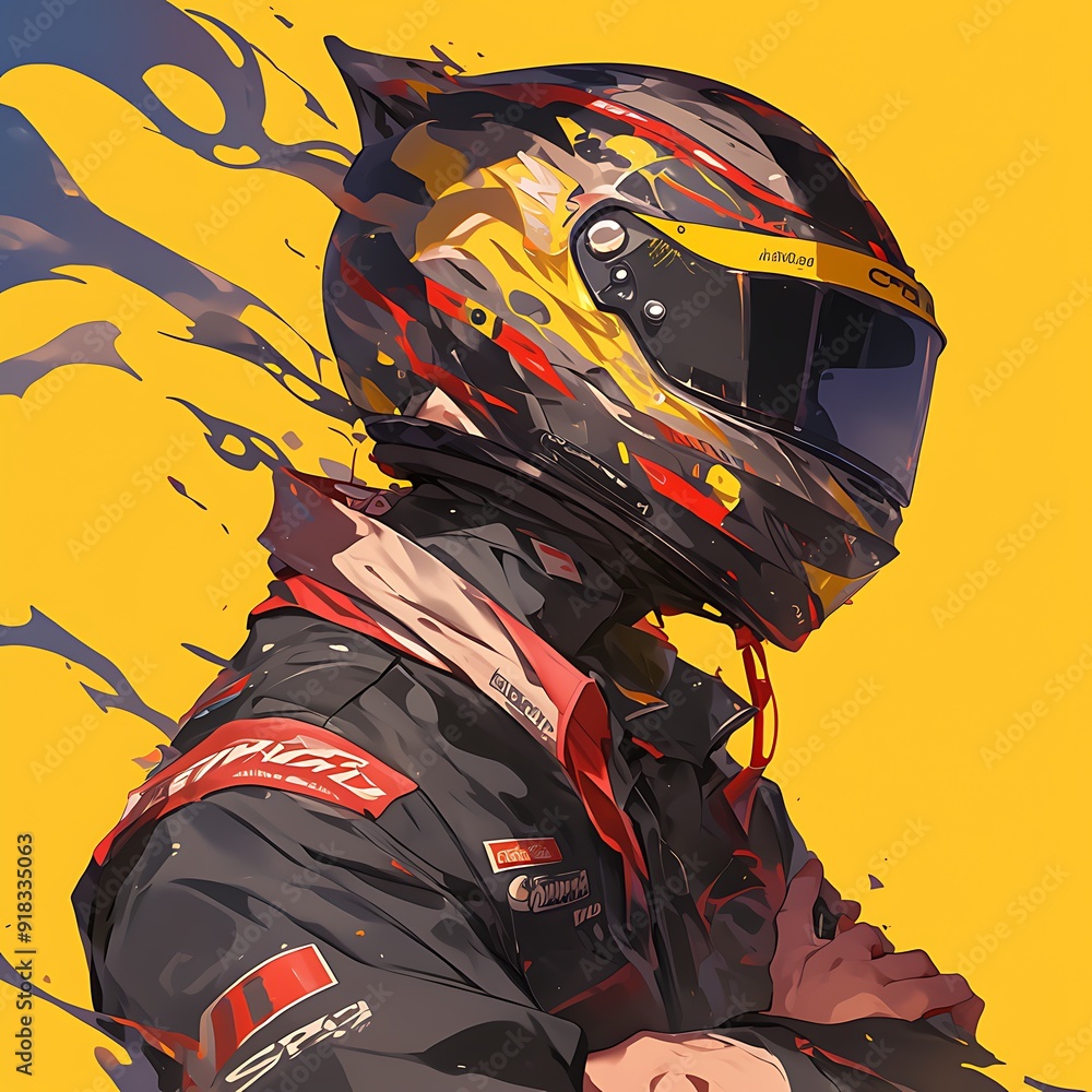 A mysterious racer in a masked helmet their identity hidden as they ...