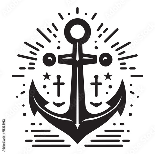 Anchors ship icon silhouettes vector. 