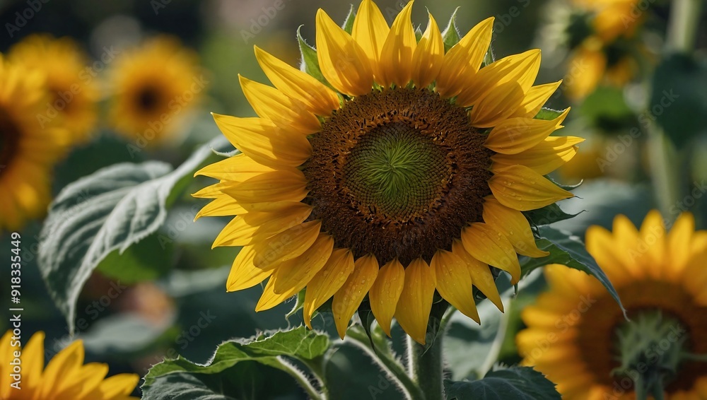 Fototapeta premium Sunflower In Full Bloom Sunflower Field Background Images