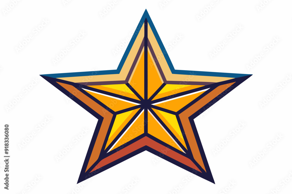 Obraz premium A Multicolored Five-Pointed Star with a Yellow Center